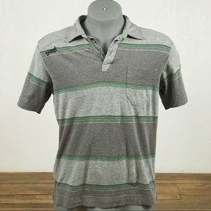 Billabong Gray Striped Pocket Polo Shirt Sz M
